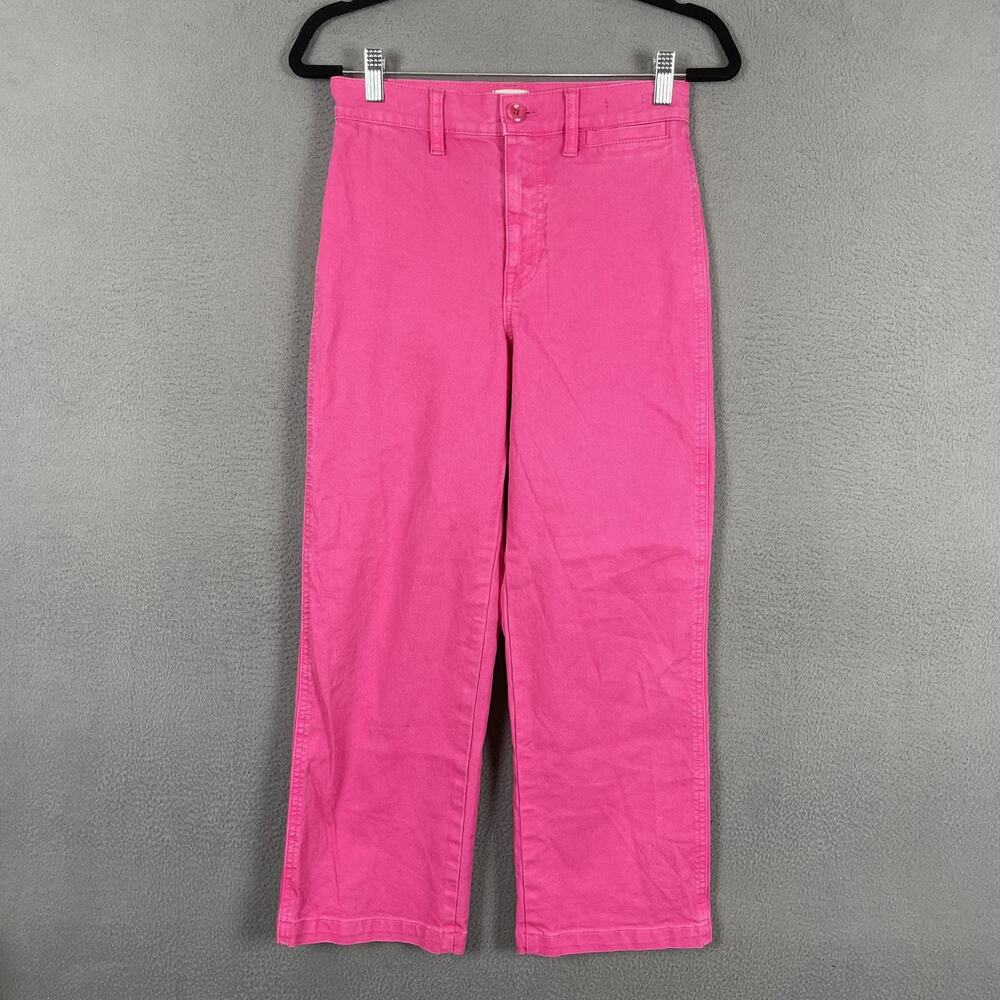 J Crew Pants Womens 26 Pink High Rise Slim Wide Leg Chino Reimagined Stretch